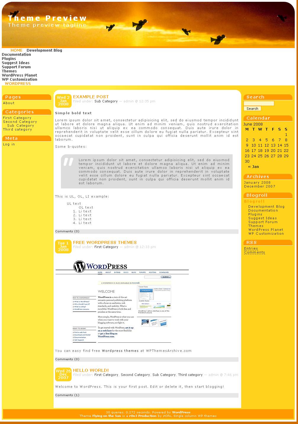 download Flying on the Sun theme