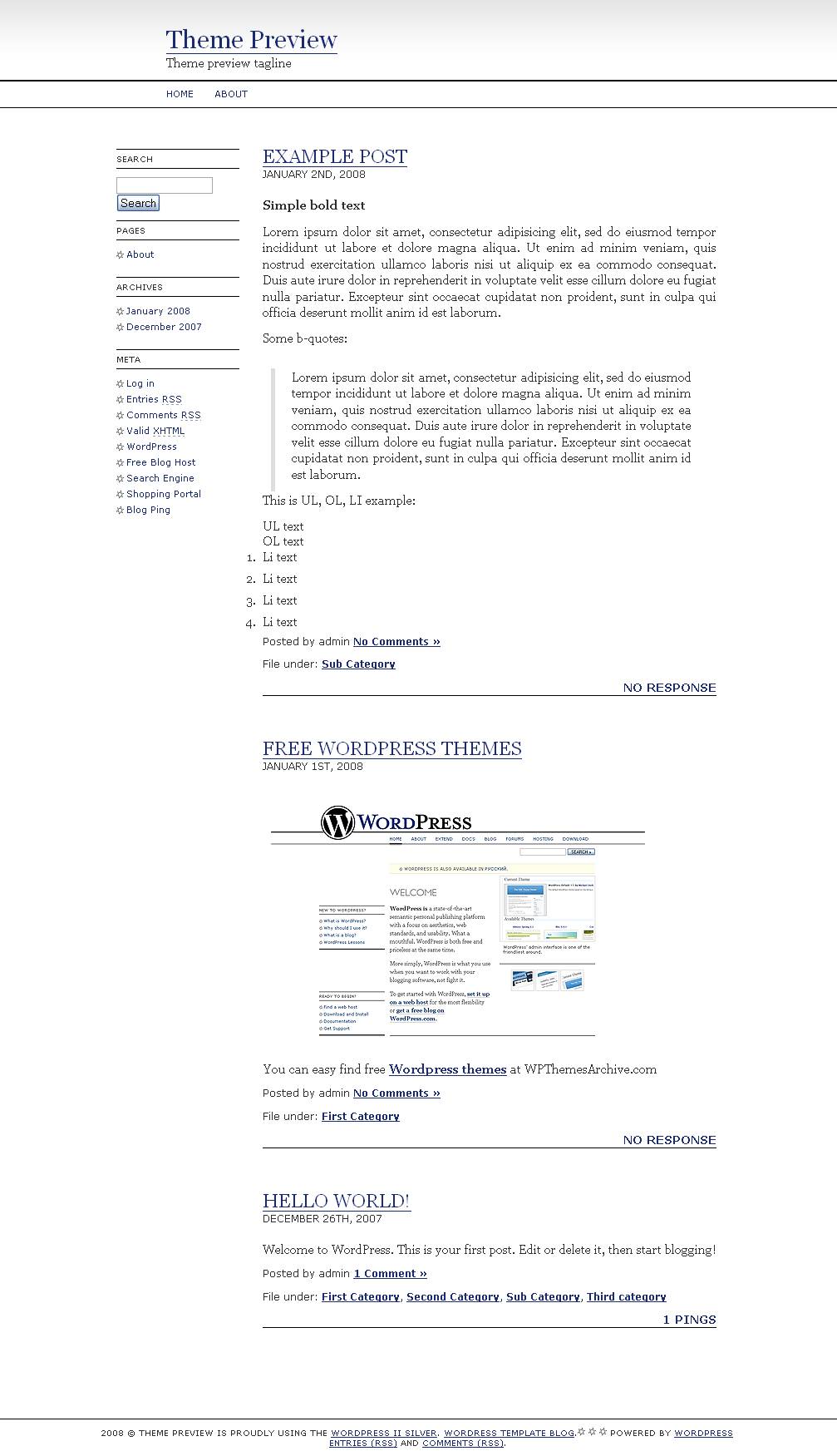 download WordPress II Silver theme