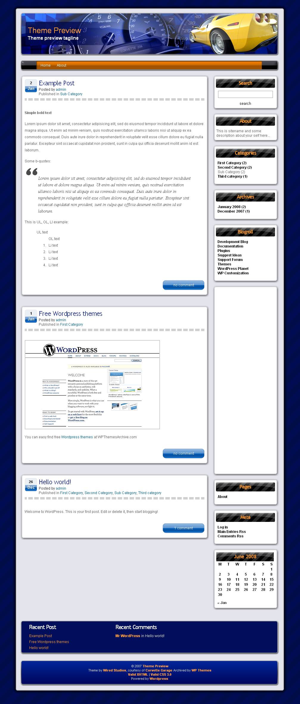download wsCorvette Theme theme