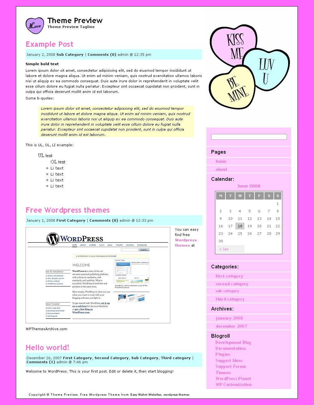 download Valentine Candy Hearts theme