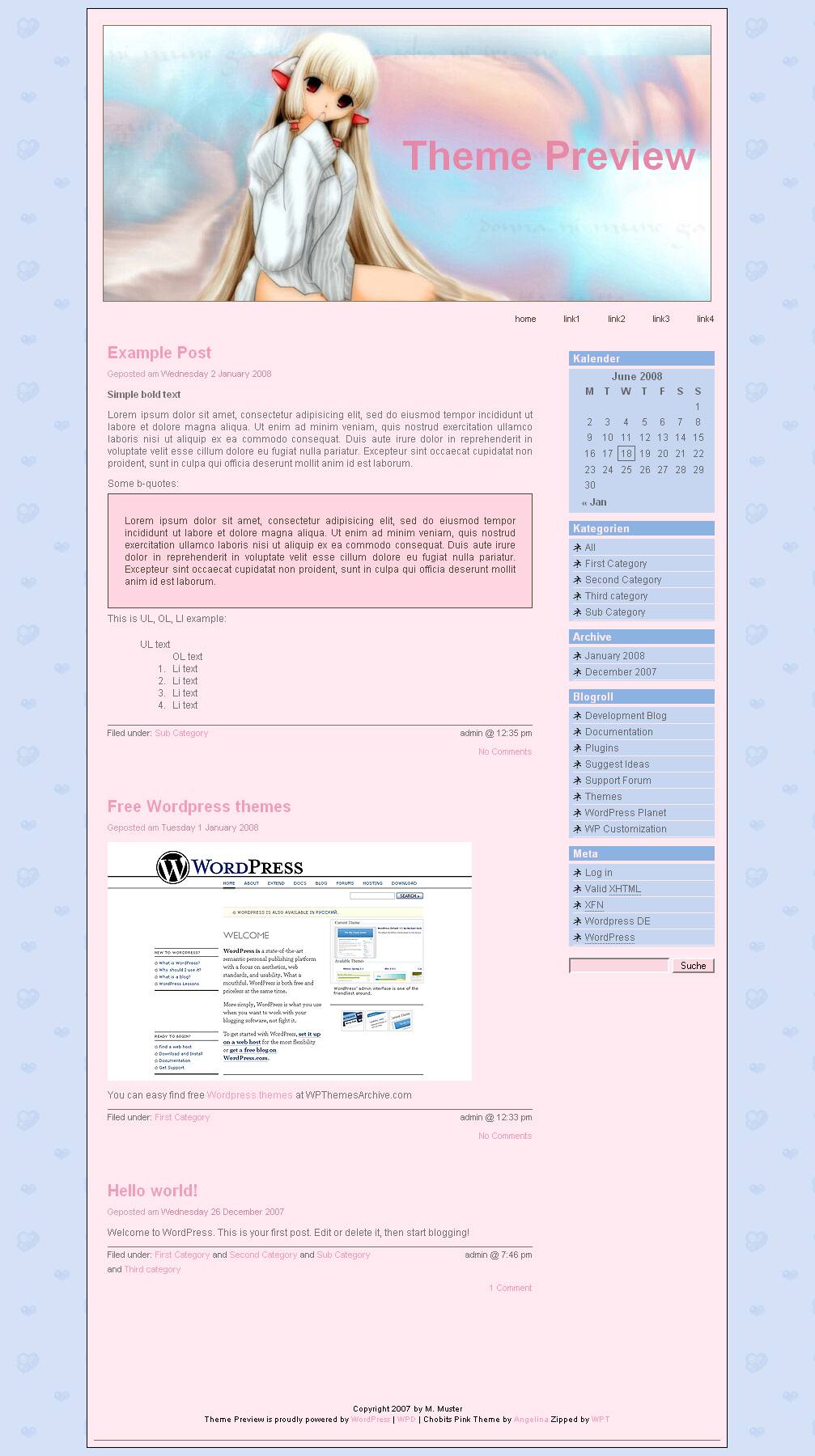 download Chobits Pink theme