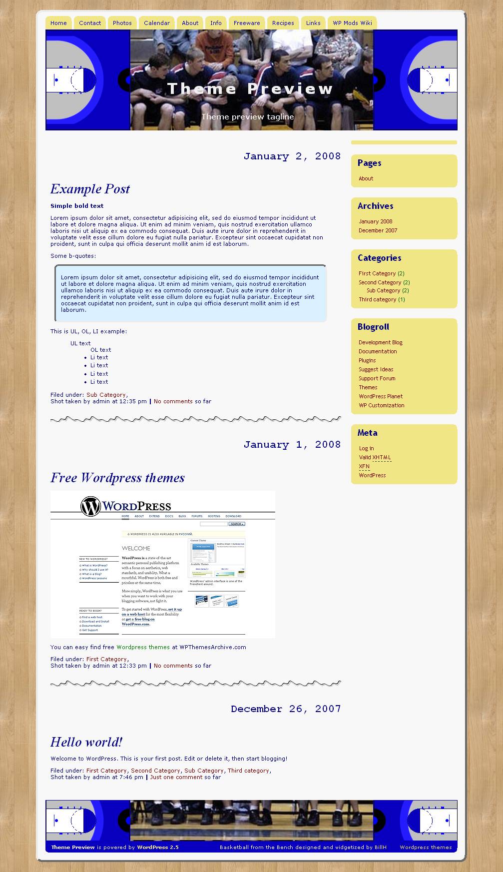 download Basketball from the Bench theme