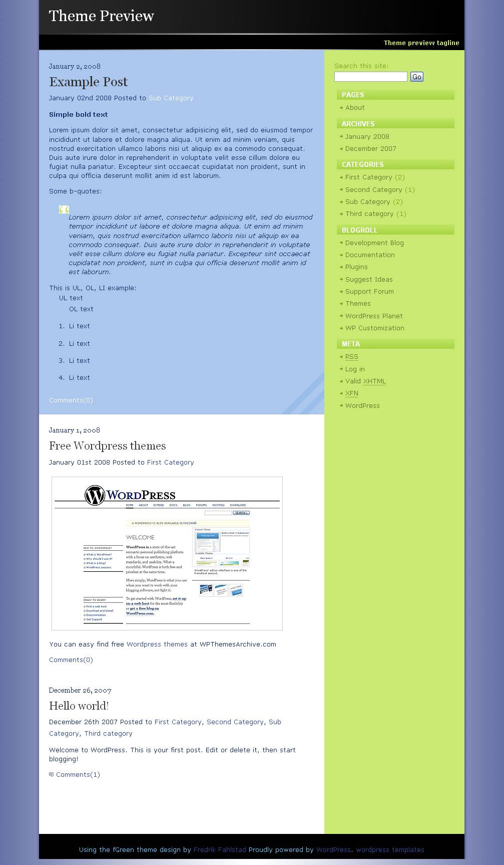 download fGreen theme